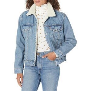Levi's Women's Ex-Boyfriend Sherpa Trucker Dean Jean Jacket LightWash Size Small
